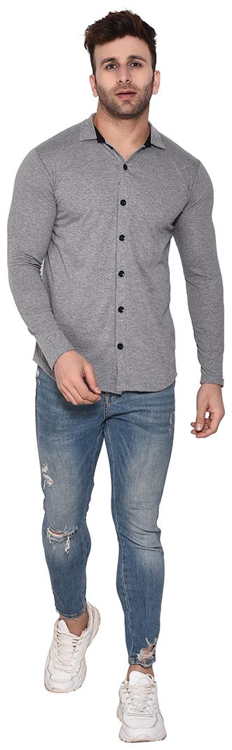 

BLISSTONE Men Grey Solid Slim Fit Casual Shirt