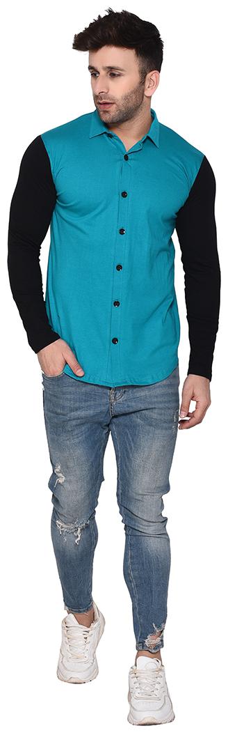 

BLISSTONE Cotton Blend Men shirt Turquoise