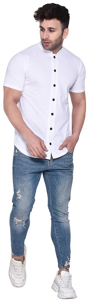

BLISSTONE Men White Solid Slim Fit Casual Shirt