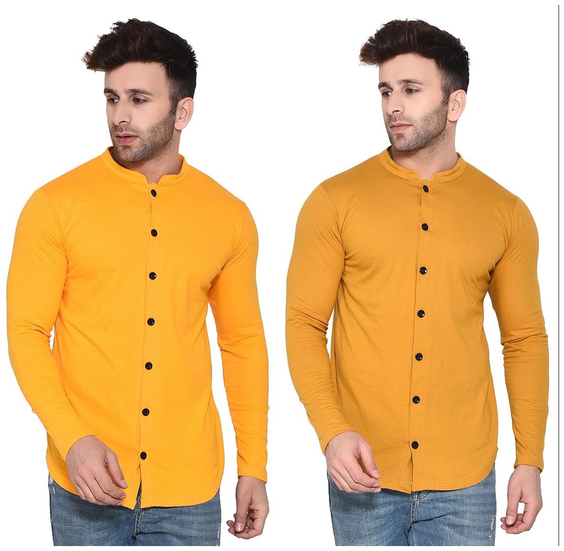 

BLISSTONE Men Yellow Solid Regular Fit Casual Shirt