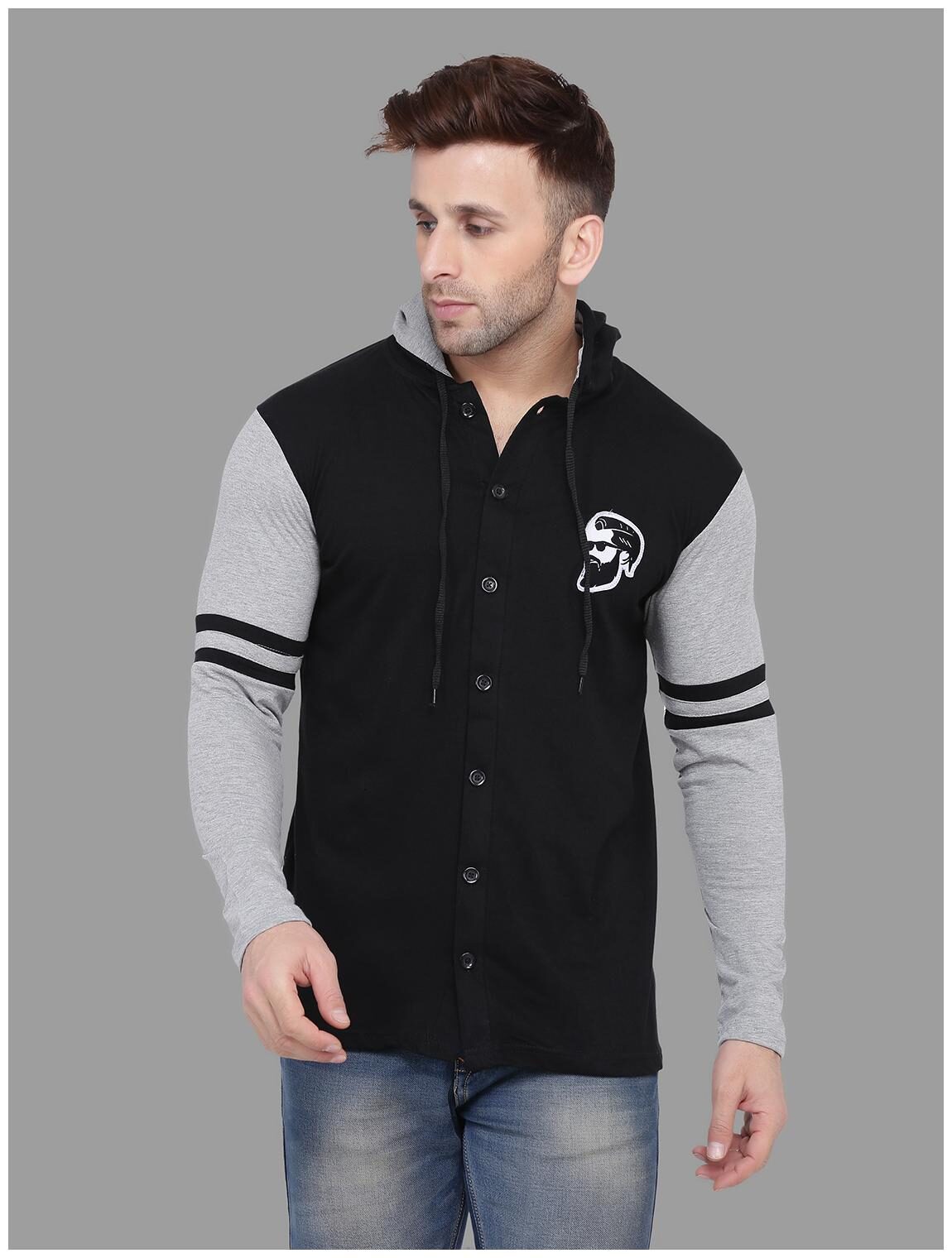 

BLISSTONE Men Black Grey Colorblocked Slim Fit Casual Shirt