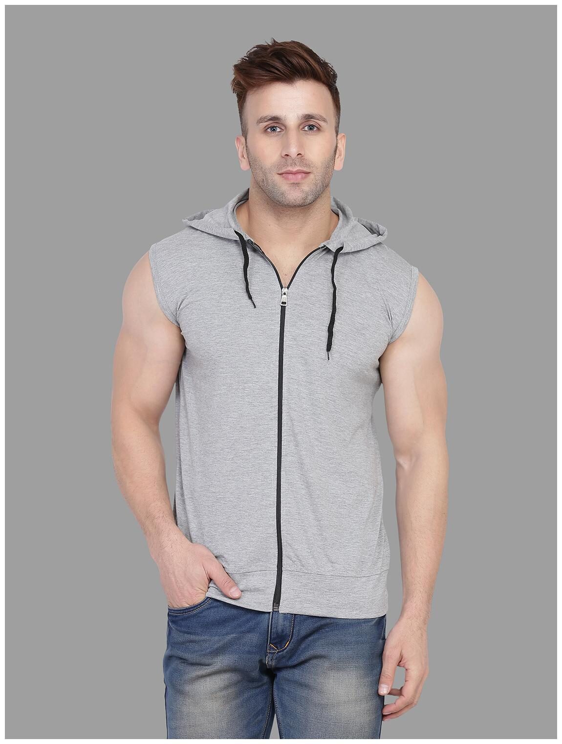 

BLISSTONE Men Grey Regular fit Cotton Blend Hood T-Shirt - Pack Of 1