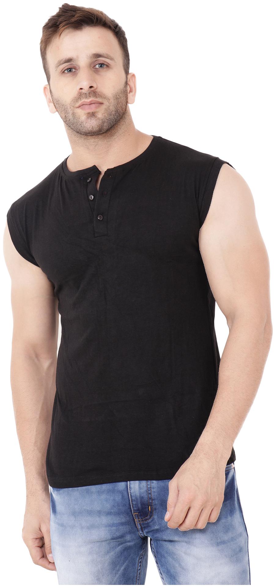 

BLISSTONE Men Black Regular fit Cotton Henley neck T-Shirt - Pack Of 1