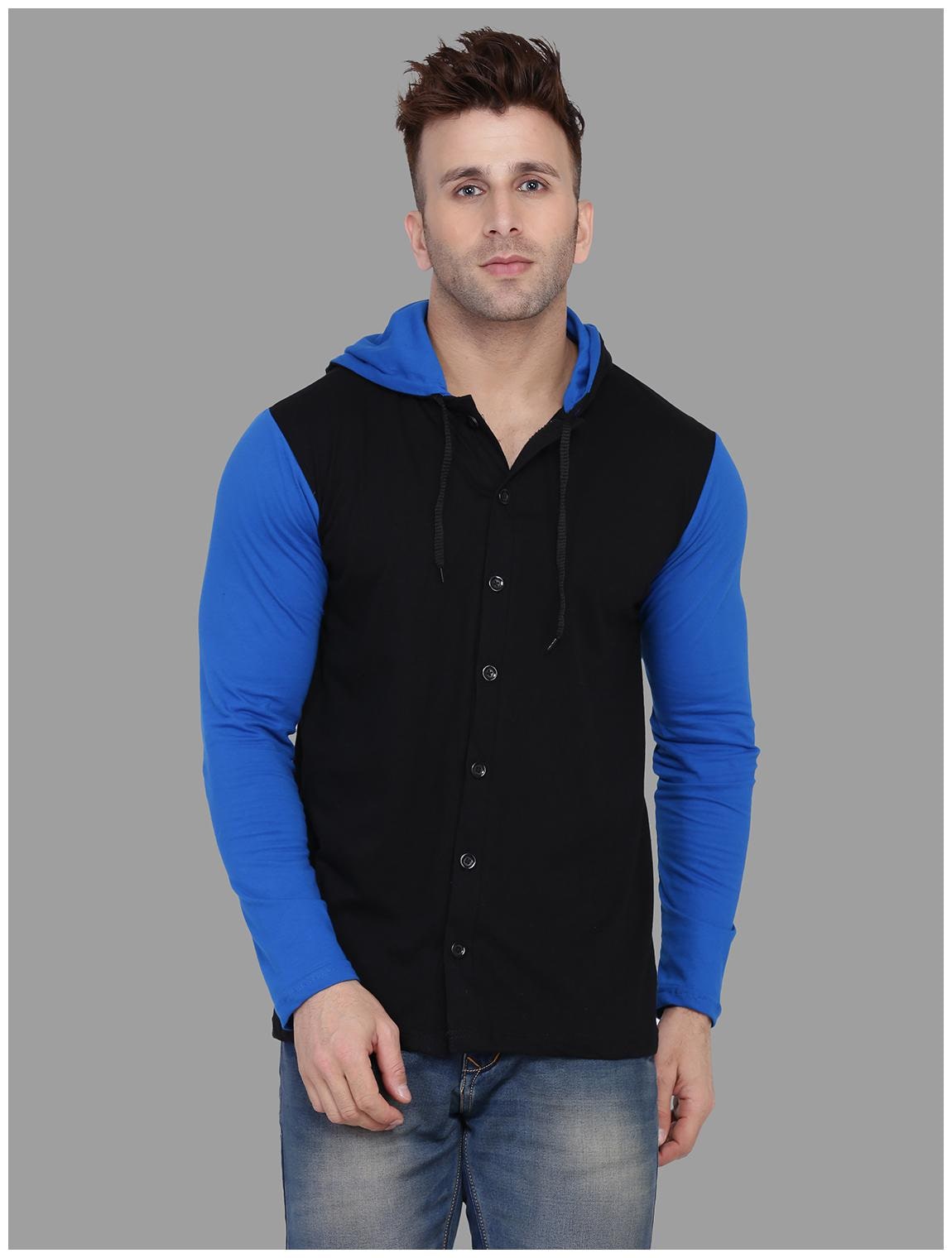 

BLISSTONE Men Black Blue Colorblocked Slim Fit Casual Shirt