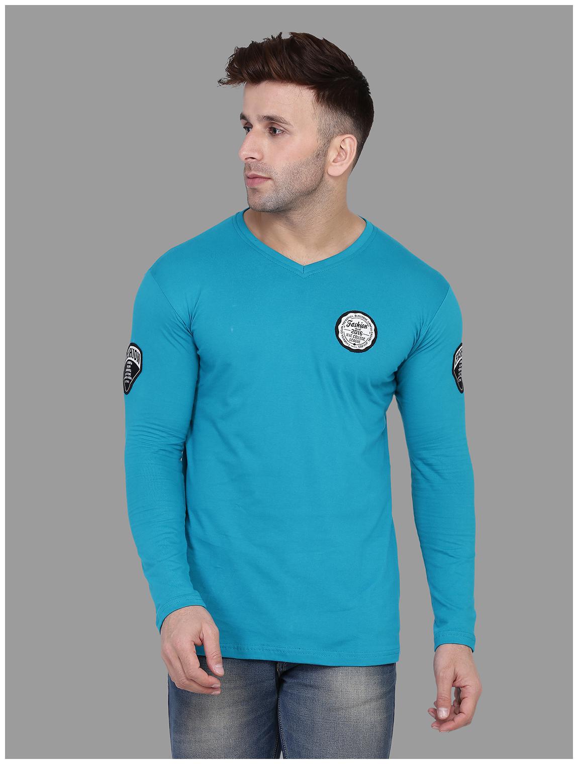 

BLISSTONE Men Turquoise Slim fit Cotton Blend V neck T-Shirt - Pack Of 1
