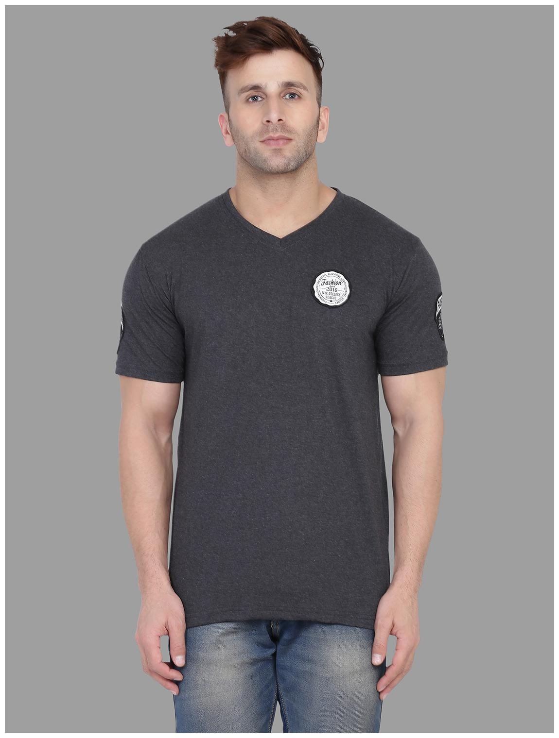

BLISSTONE Men Grey Slim fit Cotton Blend V neck T-Shirt - Pack Of 1