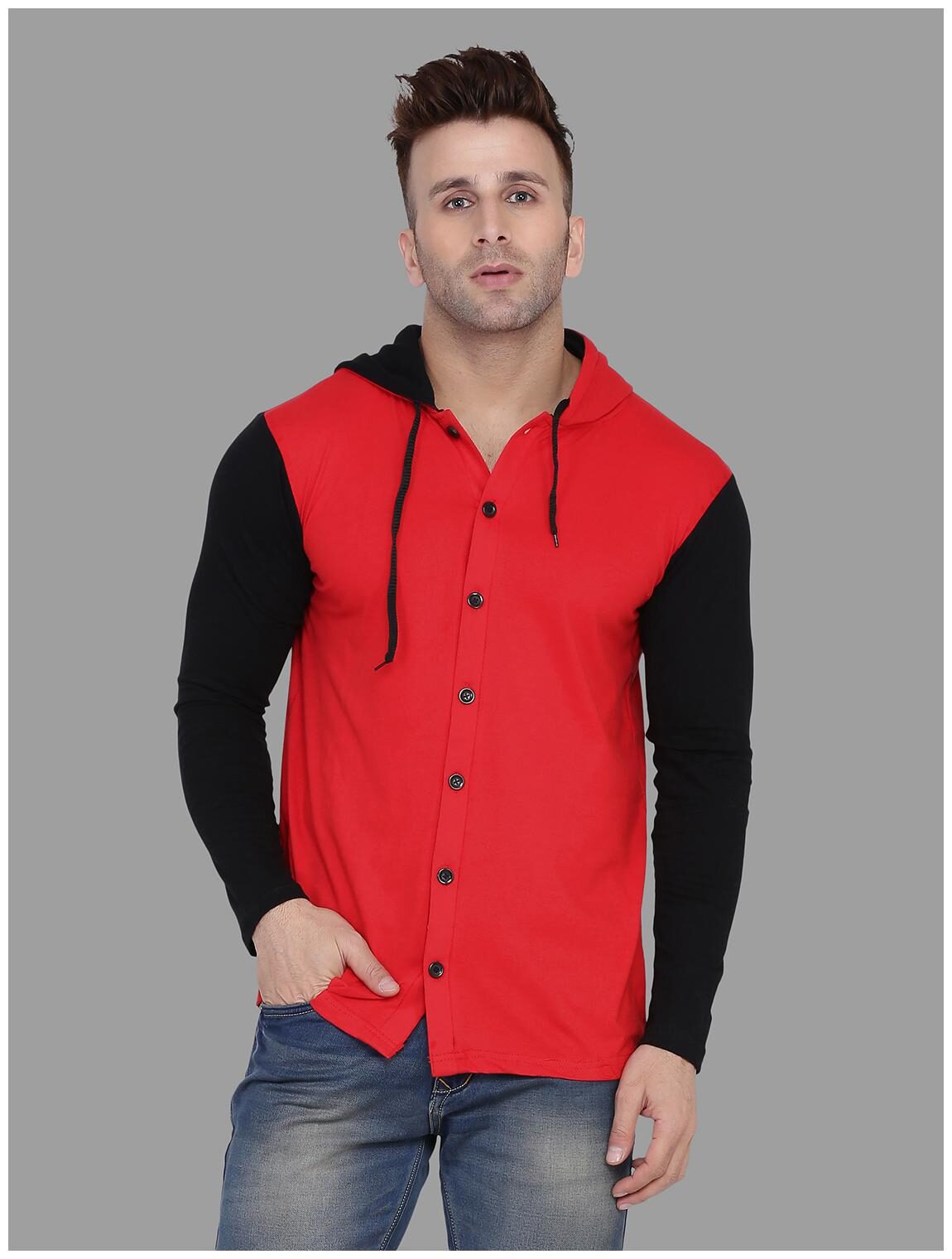 

BLISSTONE Men Red Black Colorblocked Slim Fit Casual Shirt