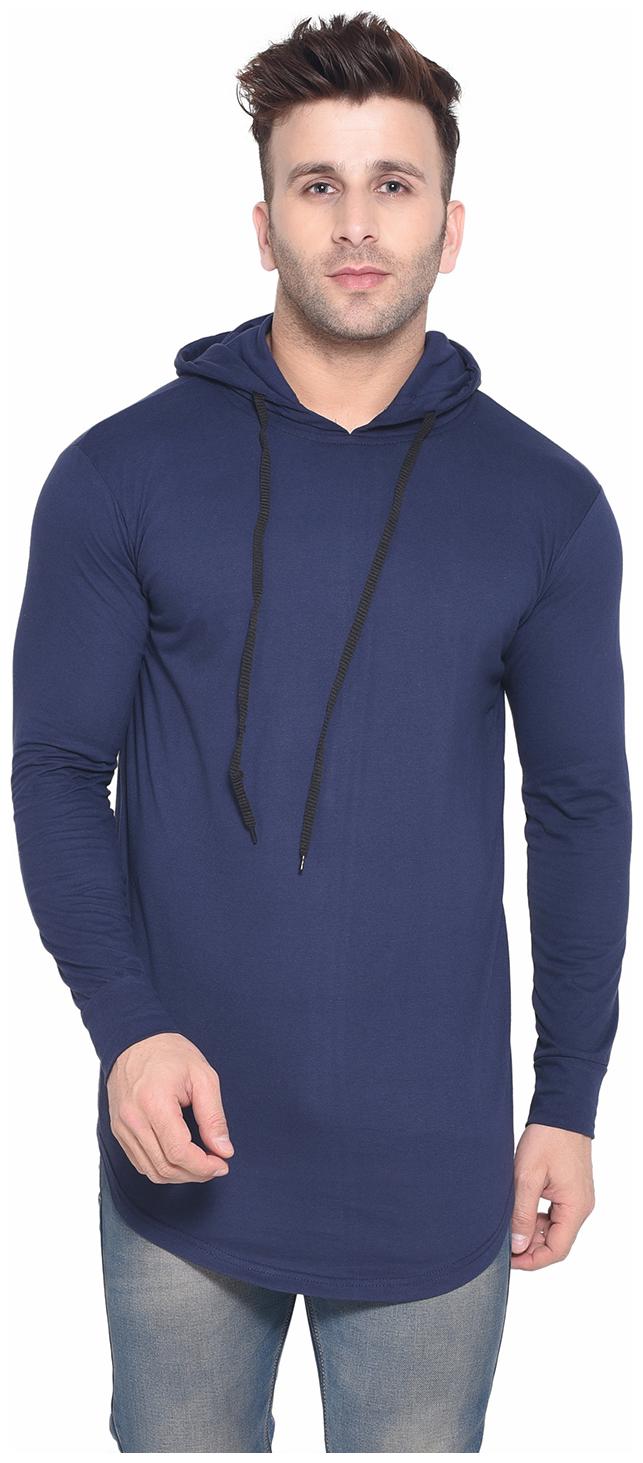 

BLISSTONE Men Navy blue Slim fit Cotton Blend Hood T-Shirt - Pack Of 1