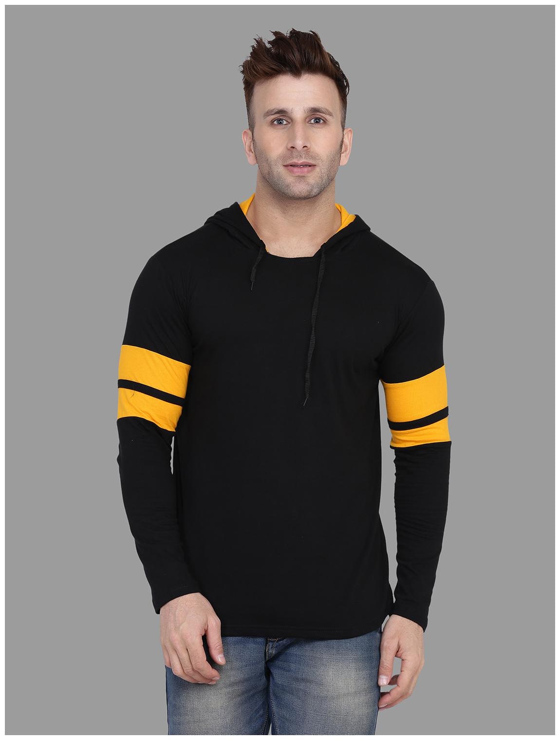 

BLISSTONE Men Black Regular fit Cotton Blend Hood T-Shirt - Pack Of 1