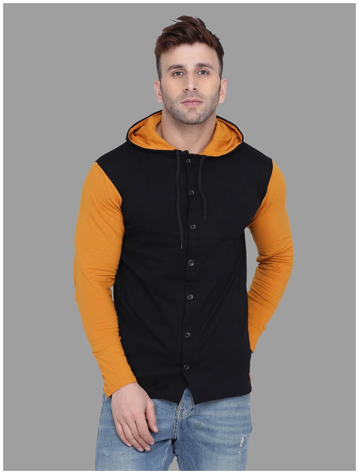 

BLISSTONE Men Yellow Black Colorblocked Slim Fit Casual Shirt