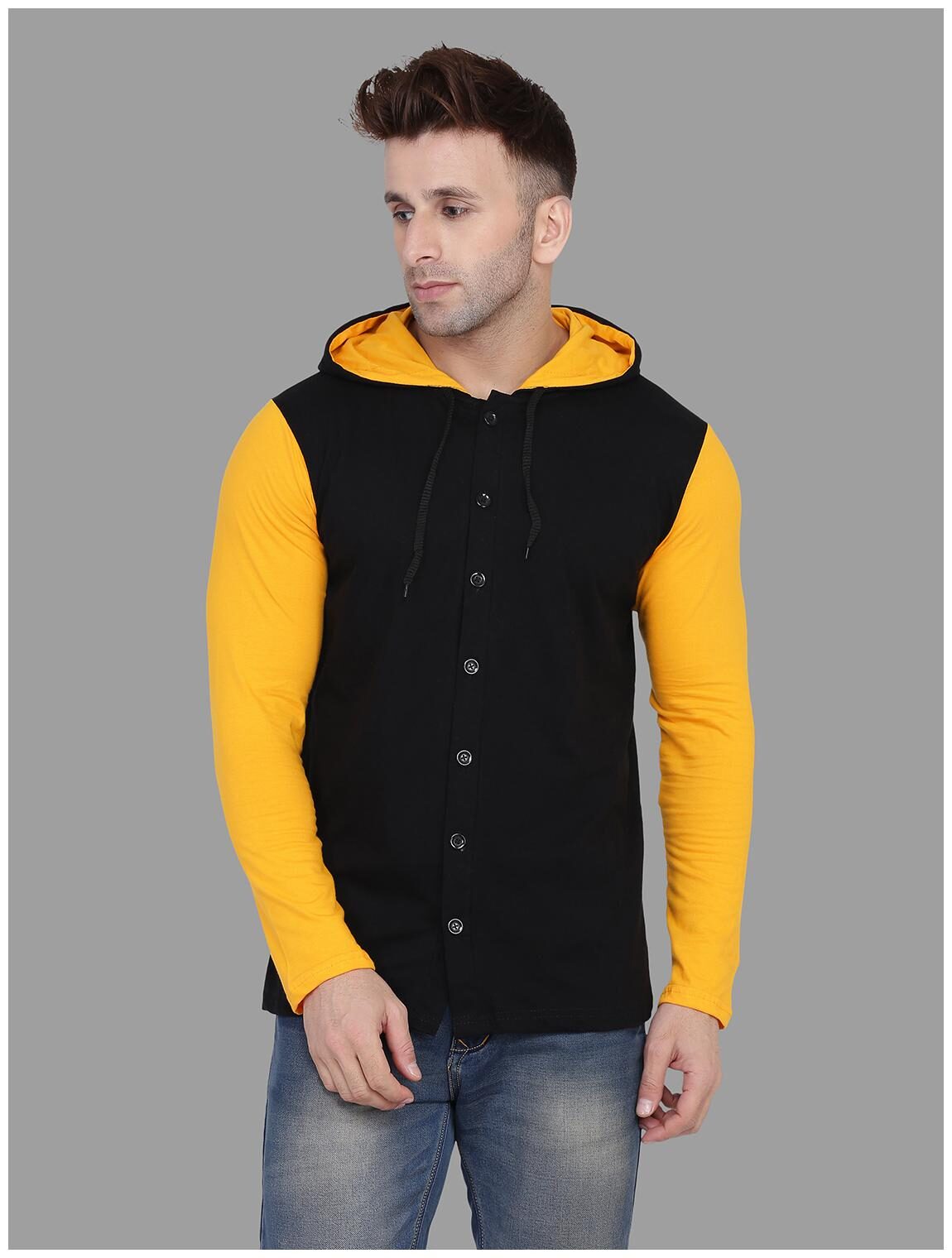 

BLISSTONE Men Yellow Black Colorblocked Slim Fit Casual Shirt