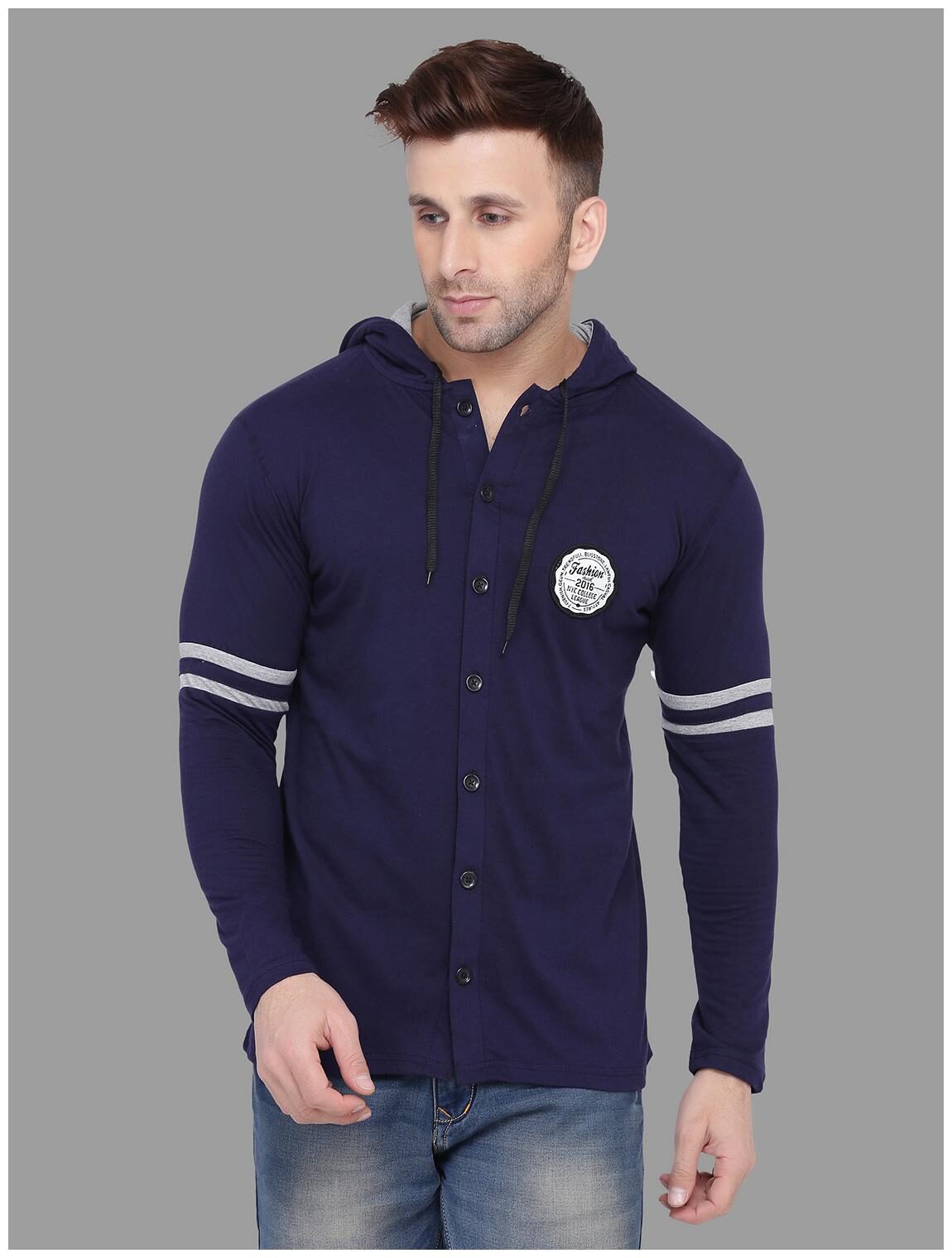 

BLISSTONE Men Navy Blue Solid Slim Fit Casual Shirt
