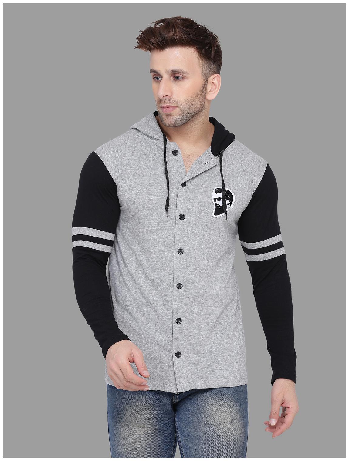 

BLISSTONE Men Grey Black Colorblocked Slim Fit Casual Shirt
