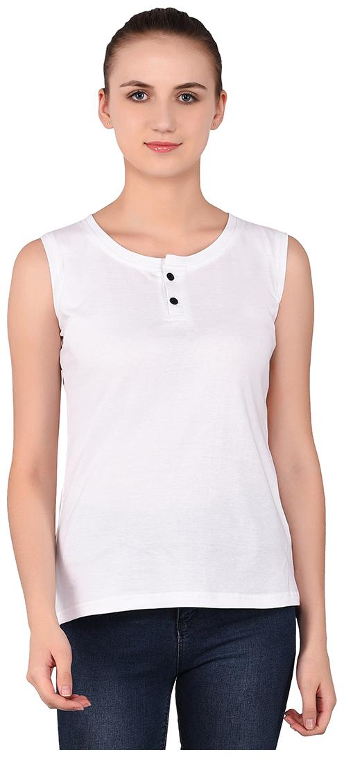 

BLISSTONE Women White Regular fit Henley neck Cotton T shirt