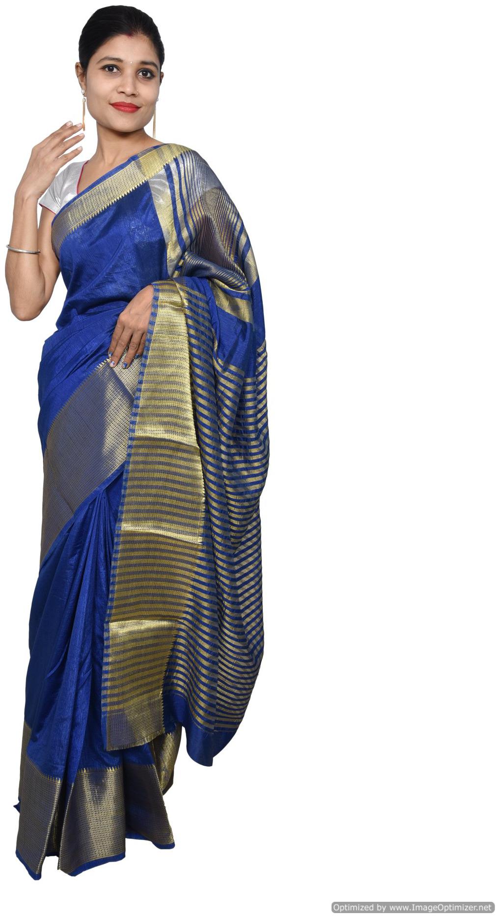 

Blue Banglore Silk Saree with Running Blouse Fabric BGS04
