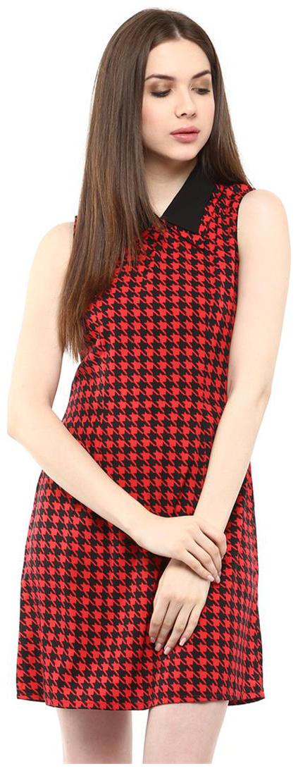 

Blue Black houndstooth collar dress