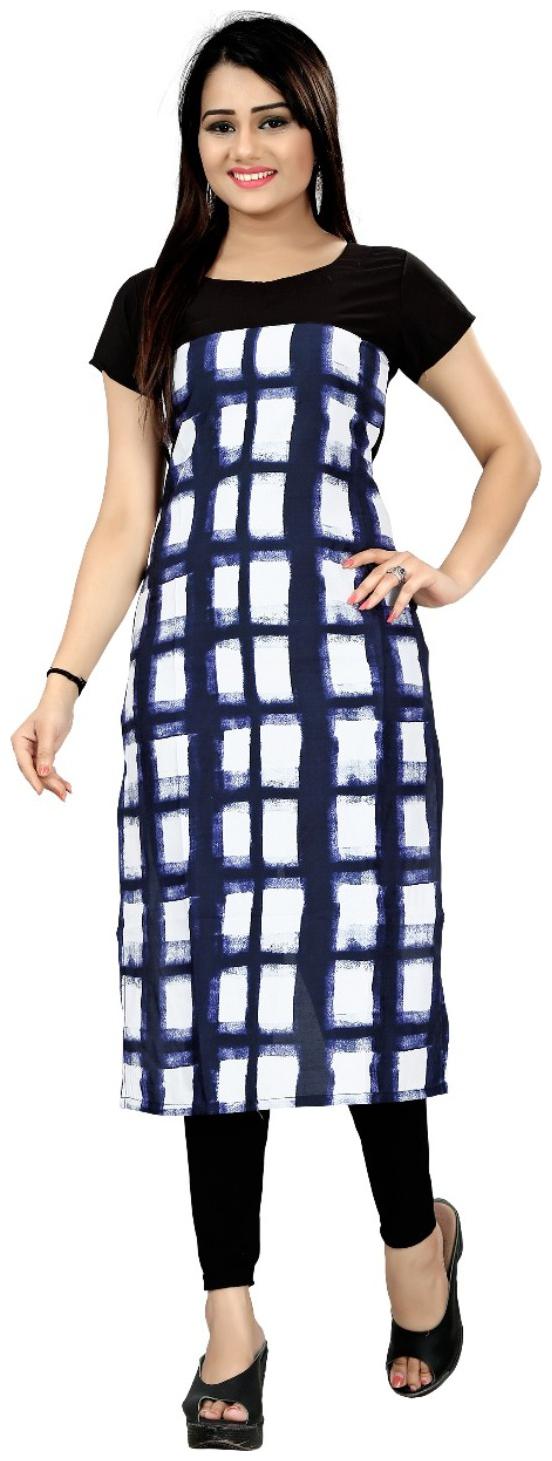 

ForeverYoung Women Blue Printed Straight Kurta