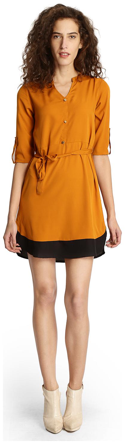 

BLUE CHIC Yellow Solid A-line dress