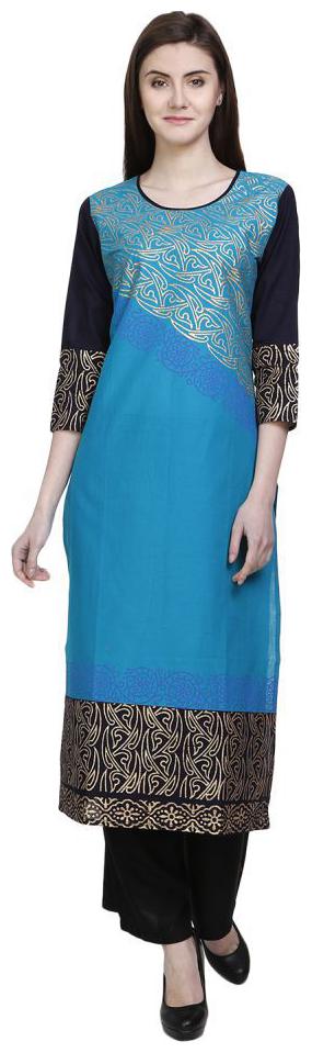 

blue cotton straight kurta