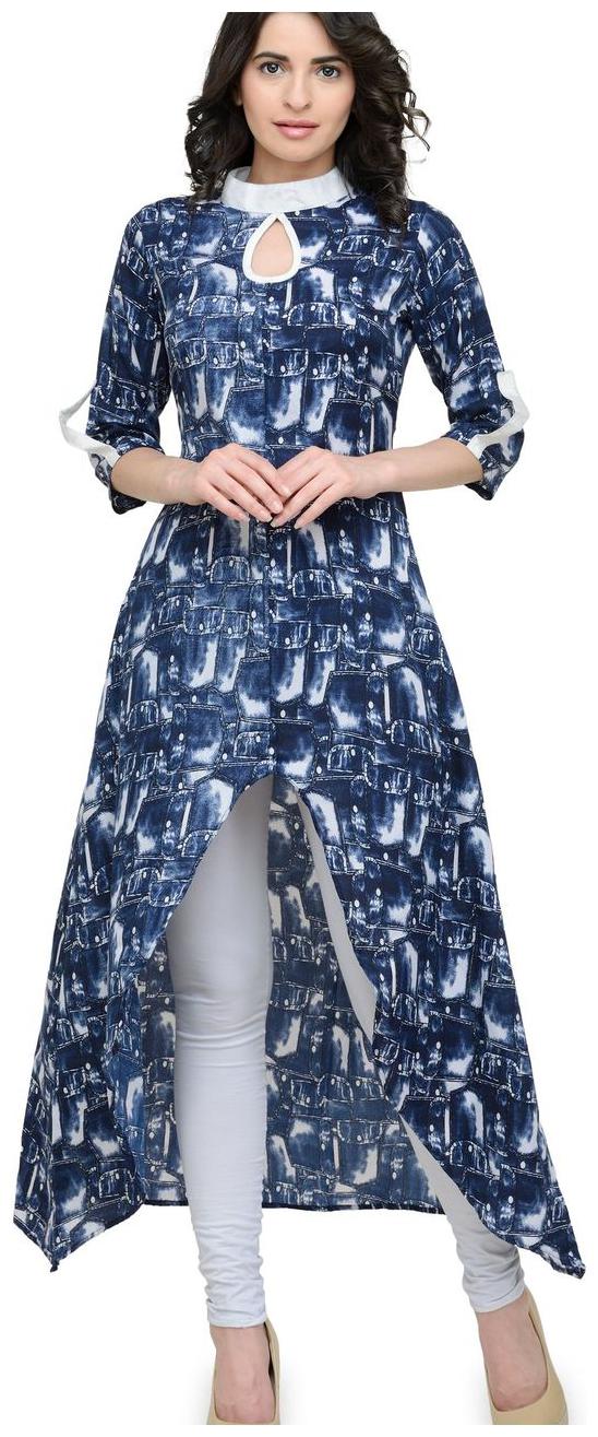 

Sayesha Women Blue Printed Assymetrical Kurta