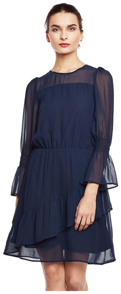 

OXOLLOXO Blue Solid A-line dress