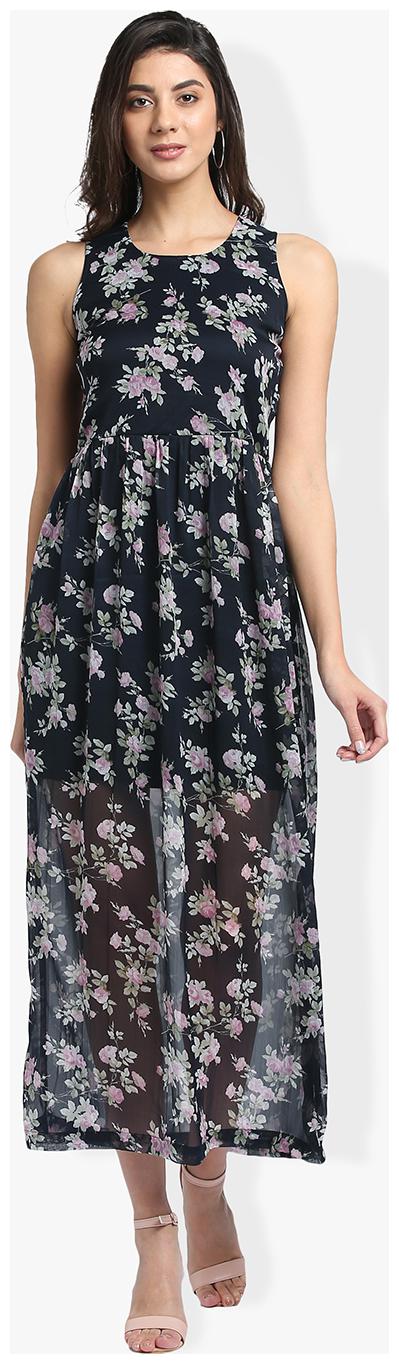 

Trend Arrest Blue Floral Flared dress