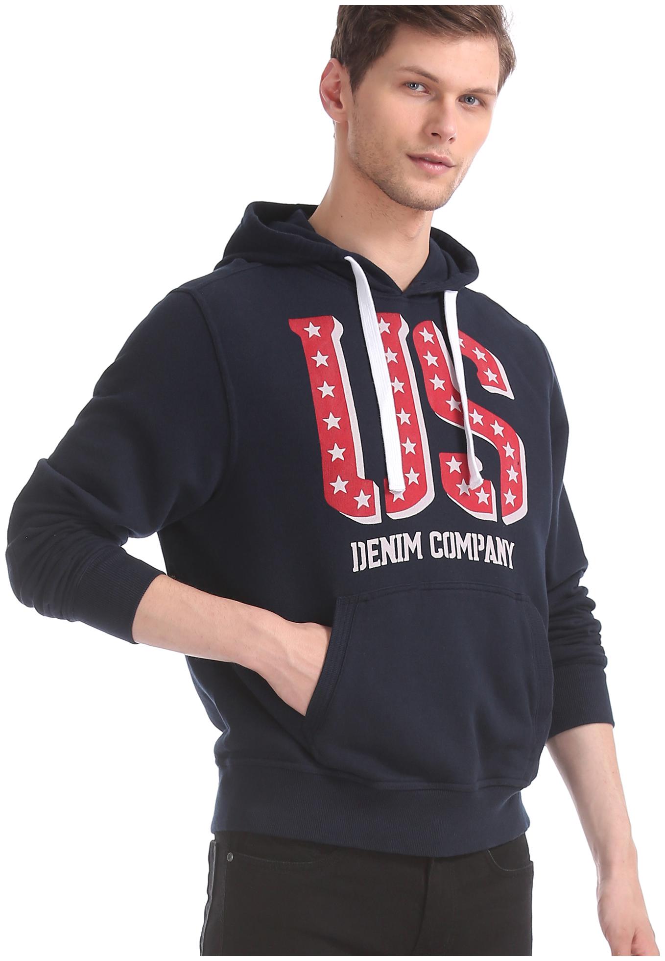 

U S Polo Assn Men Blue Hooded Sweatshirt