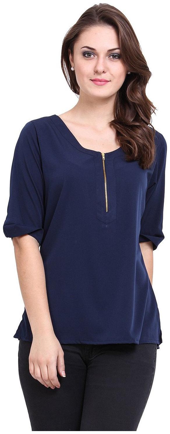 

Istyle Can Zipper Ploy crepe top