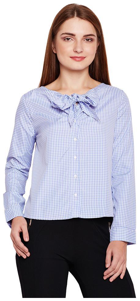 

OXOLLOXO Women Blue Printed Regular Fit Shirt
