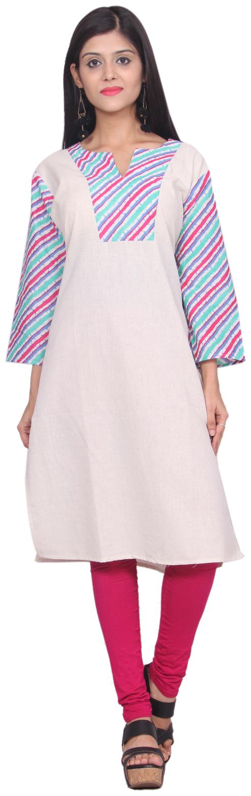 

Mehsoos Women Beige Printed Straight Kurta