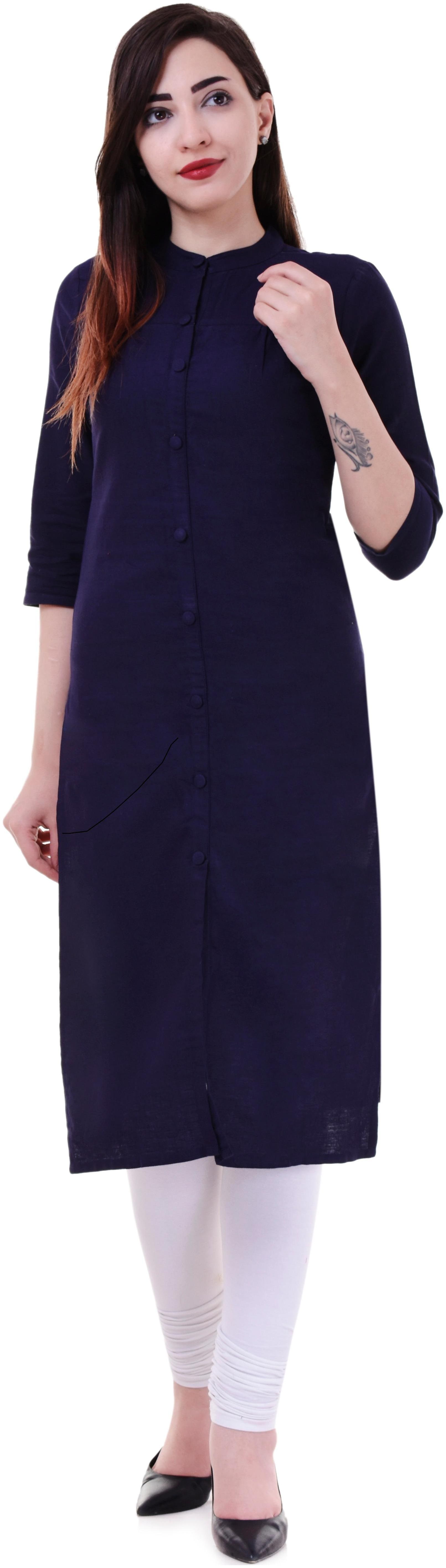

HOLLYBLUE Women Blue Solid Straight Kurta