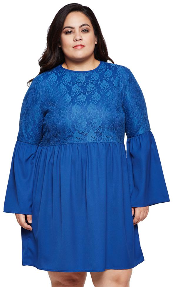 

OXOLLOXO Blue Solid A-line dress