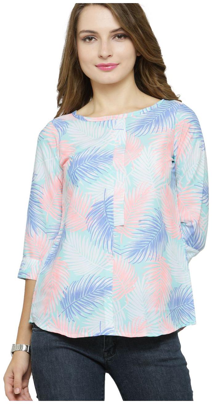 

Blue Orange Crepe Top