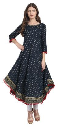 

Nayo Women Blue Printed Anarkali Kurta