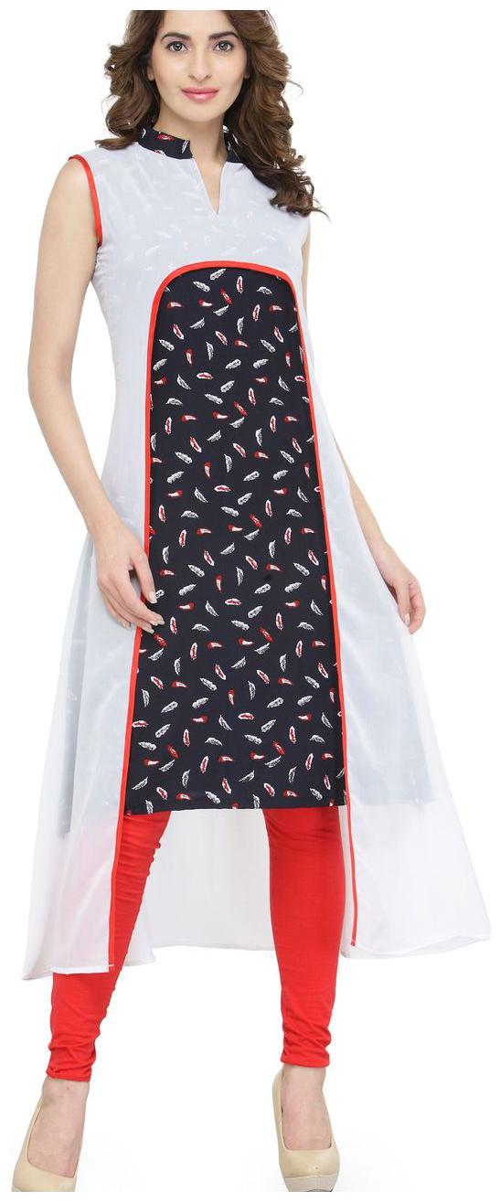 

Blue Red Feather Georgette Kurti