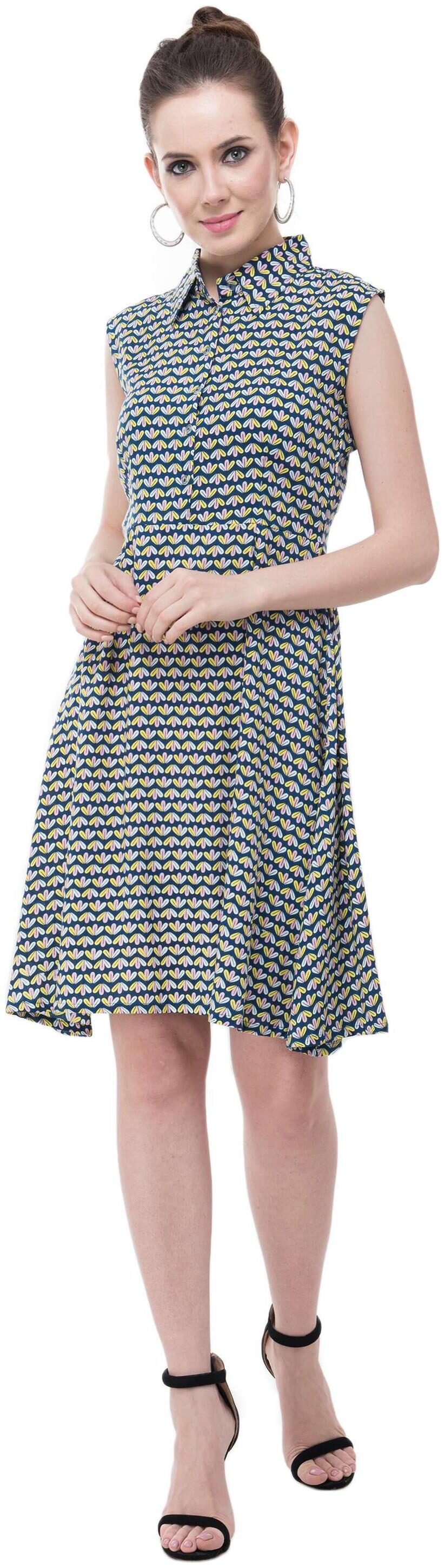 

SURPRIAM Blue Self design A-line dress