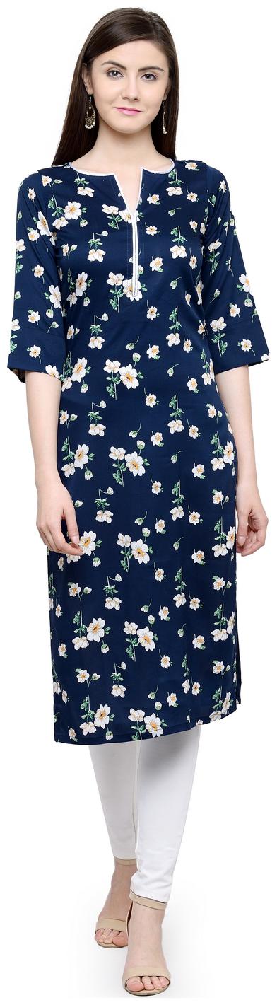 

Blue White Small Floral Crepe Kurti