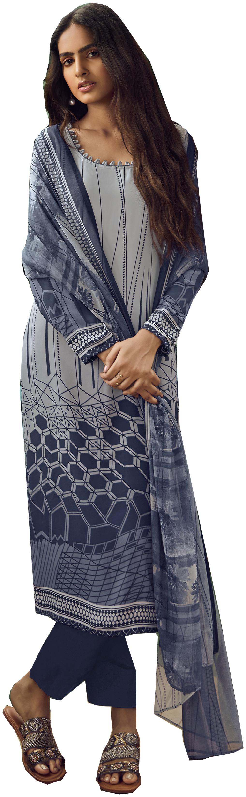 

Vishwam Blue Unstitched Kurta with bottom dupatta With dupatta Dress Material
