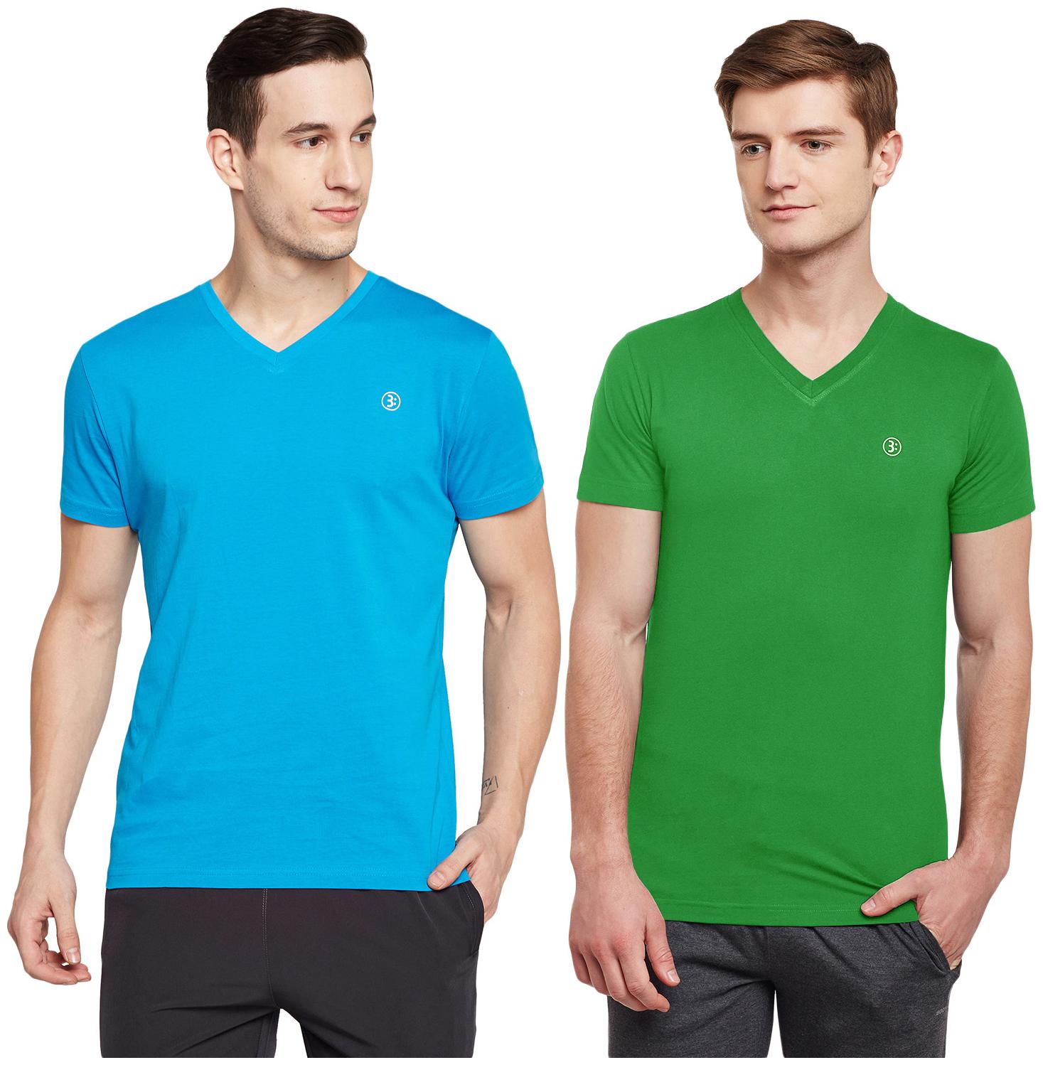 

Bodyactive Men Turquoise Green Regular fit Cotton V neck T-Shirt - Pack Of 2