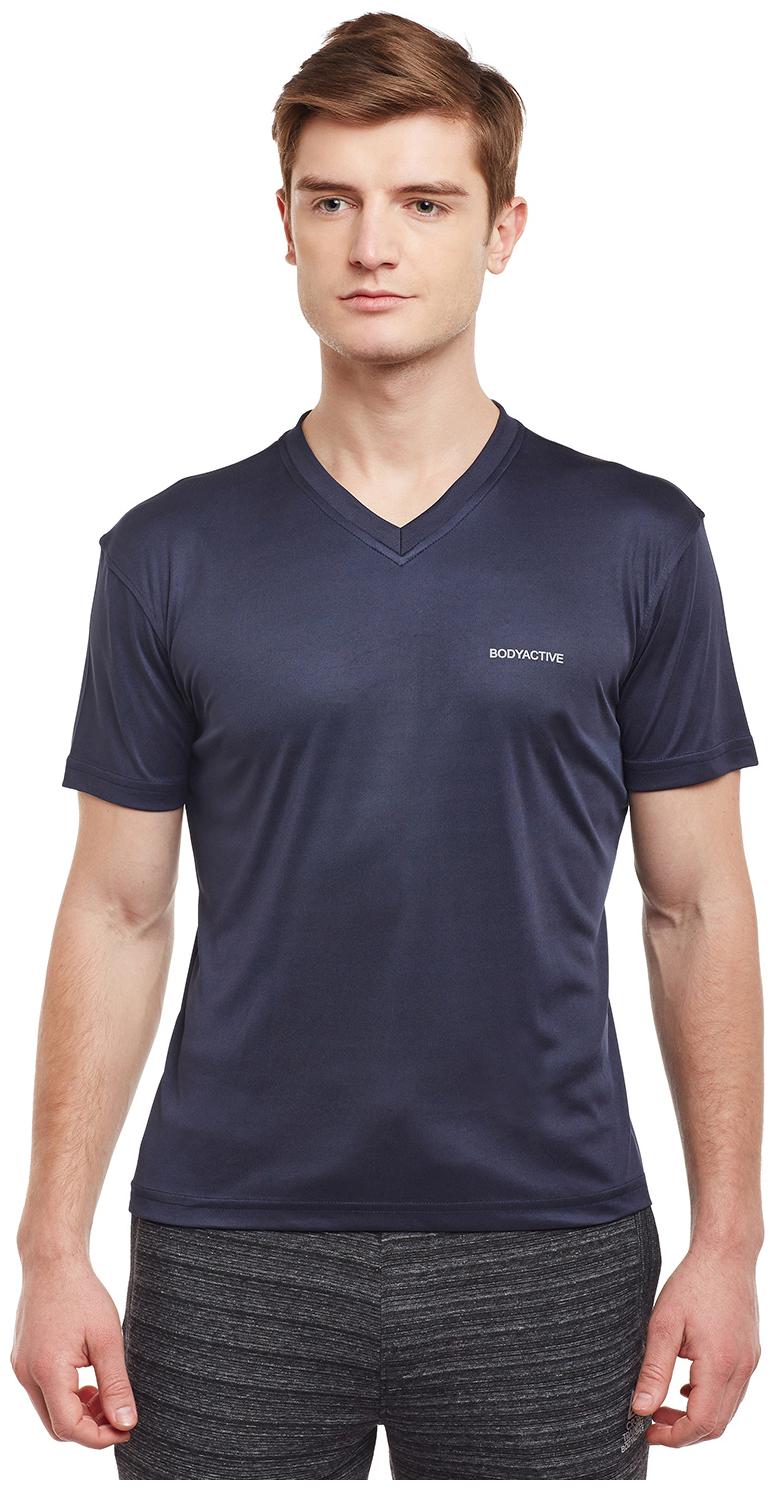 

Bodyactive Men Blue Regular fit Cotton V neck T-Shirt - Pack Of 1