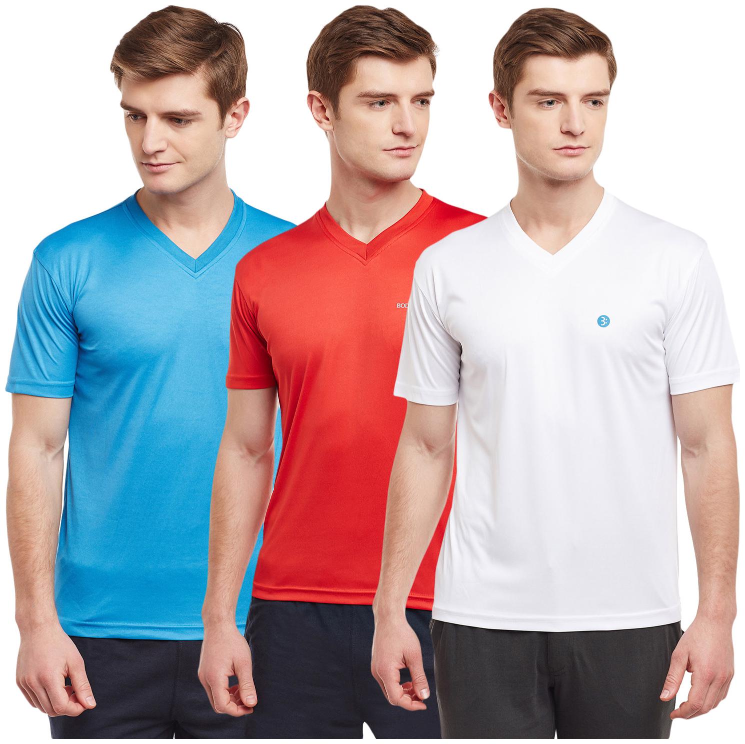 

Bodyactive Men Multi Regular fit Cotton V neck T-Shirt - Pack Of 3