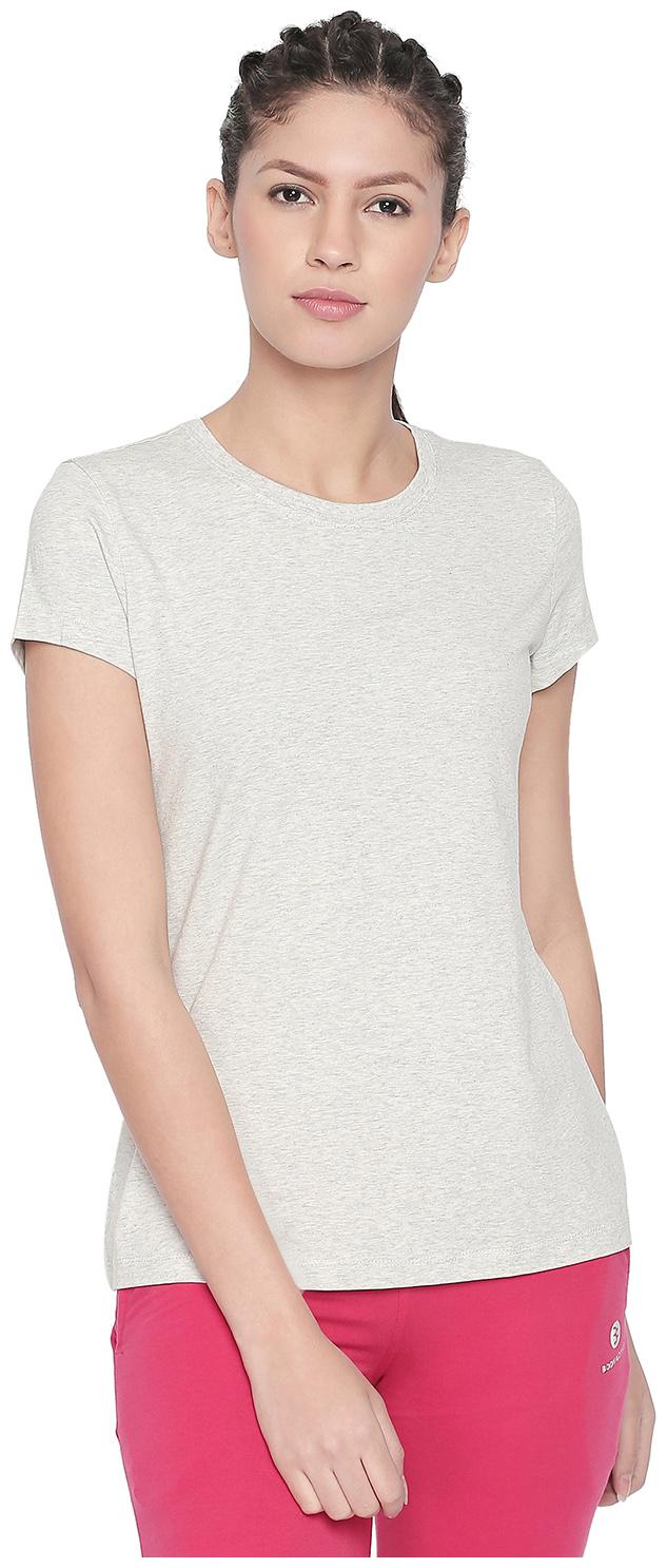 

Bodyactive Women Grey Regular fit Round neck Cotton T shirt