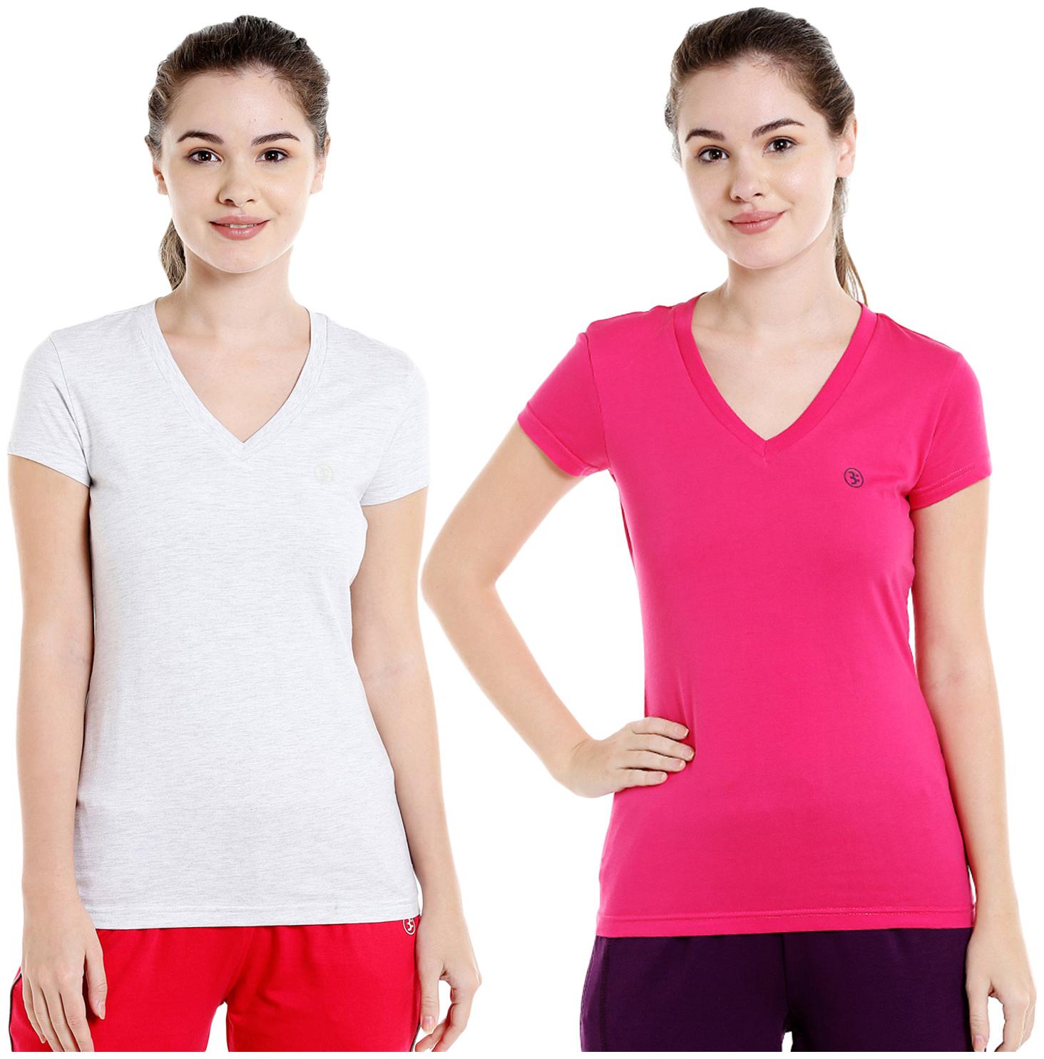 

Bodyactive Women Assorted Regular fit V neck Cotton T shirt
