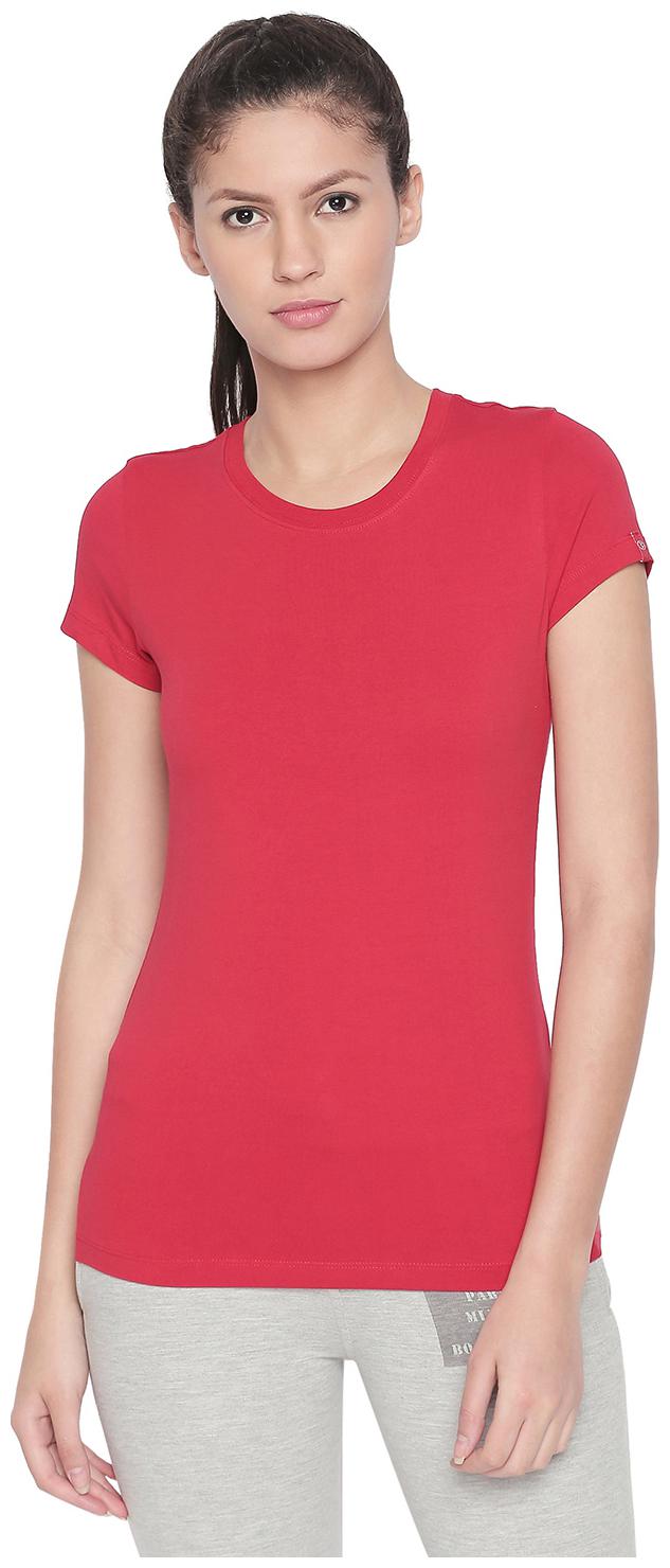 

Bodyactive Women Red Regular fit Round neck Cotton T shirt