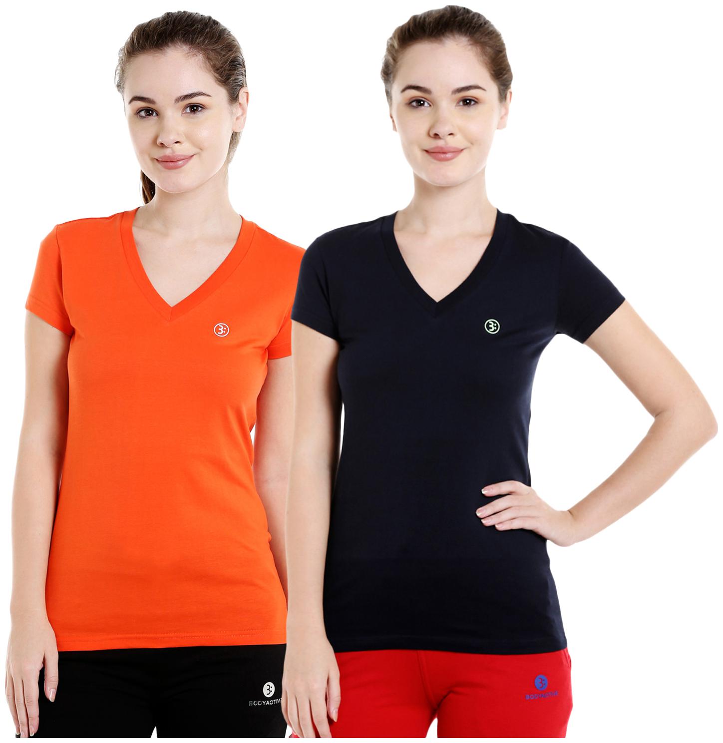 

Bodyactive Women Assorted Regular fit V neck Cotton T shirt