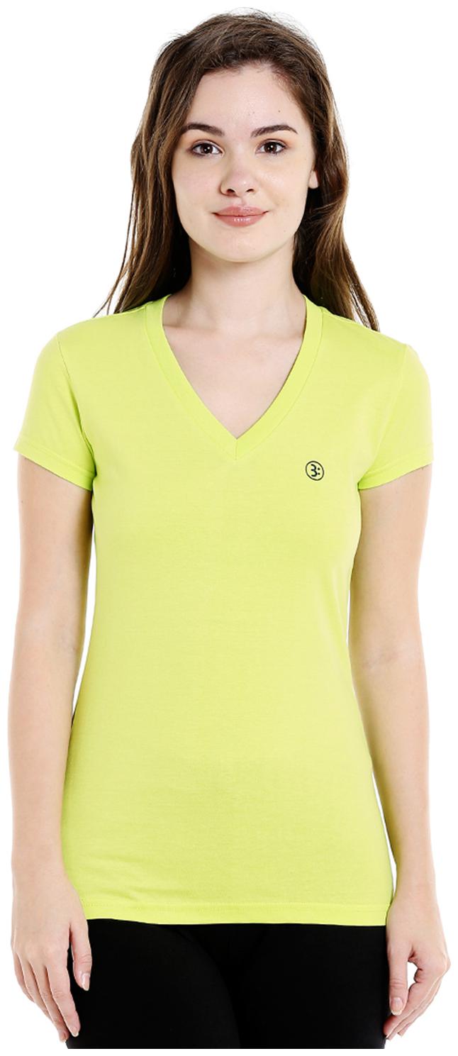 

Bodyactive Women Green Regular fit V neck Cotton T shirt