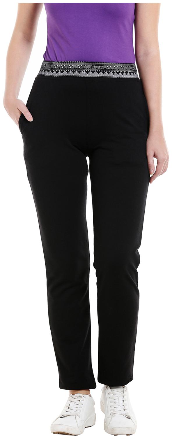 

Bodyactive Women Regular fit Cotton Solid Track pants - Black