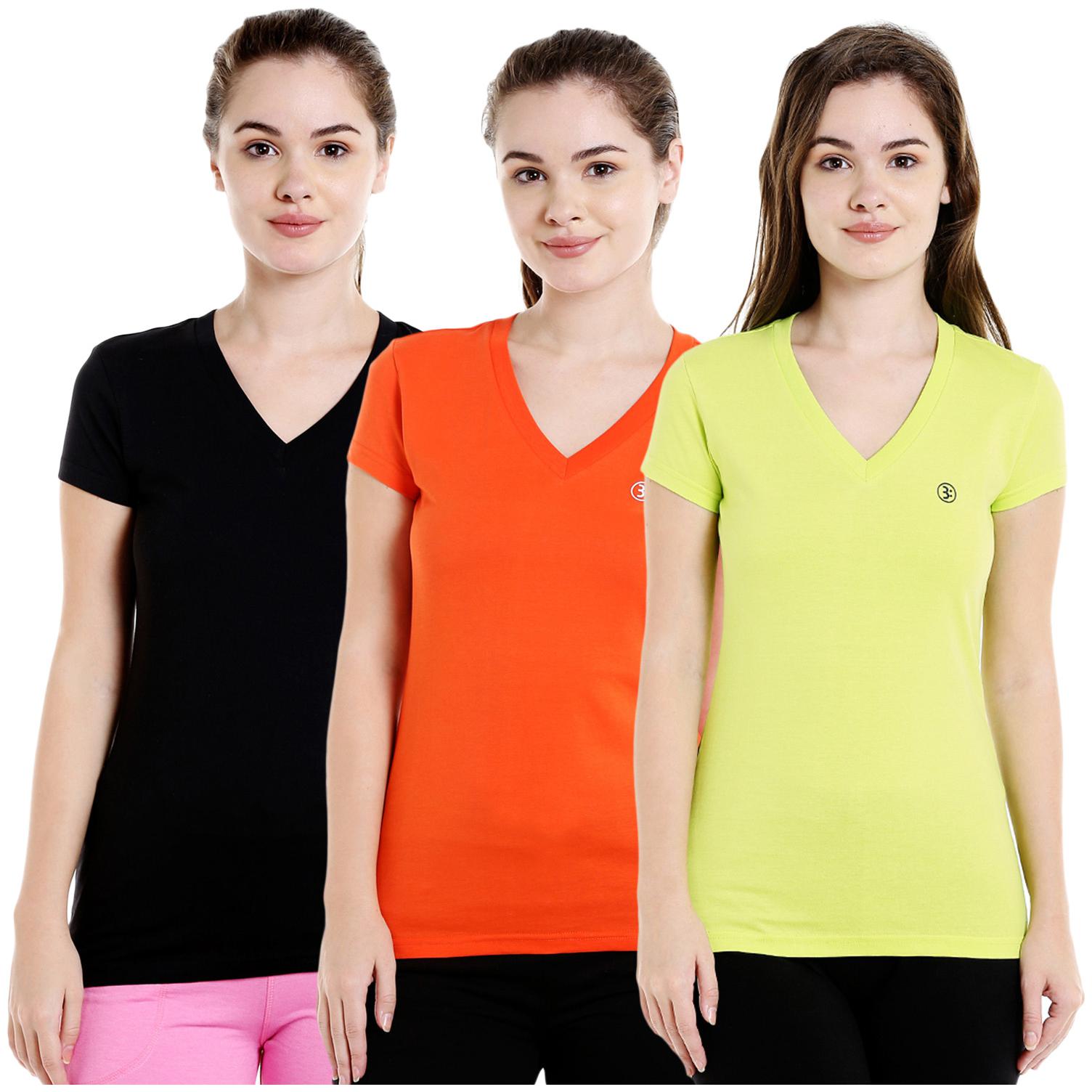 

Bodyactive Women Assorted Regular fit V neck Cotton T shirt