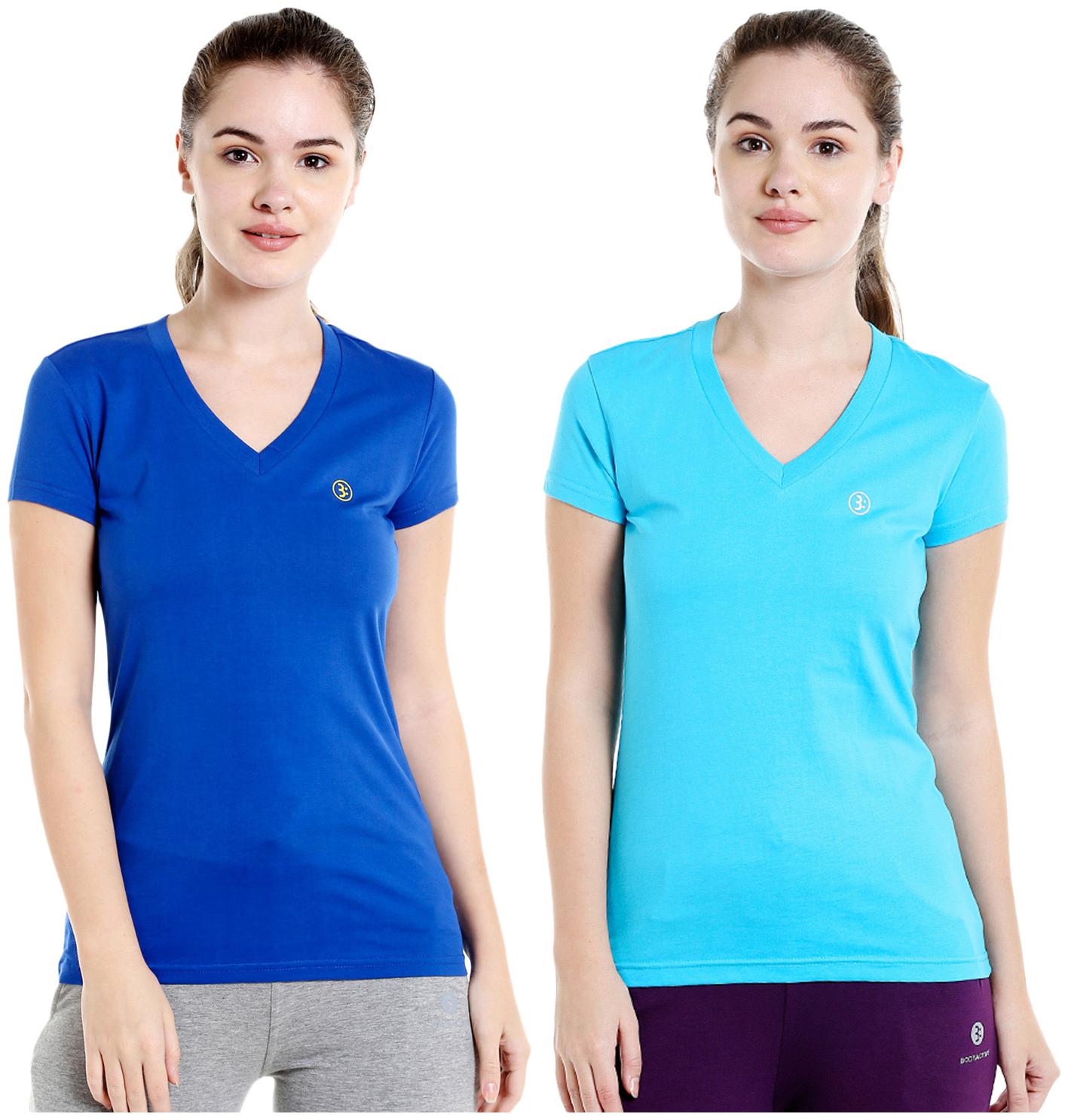 

Bodyactive Women Assorted Regular fit V neck Cotton T shirt