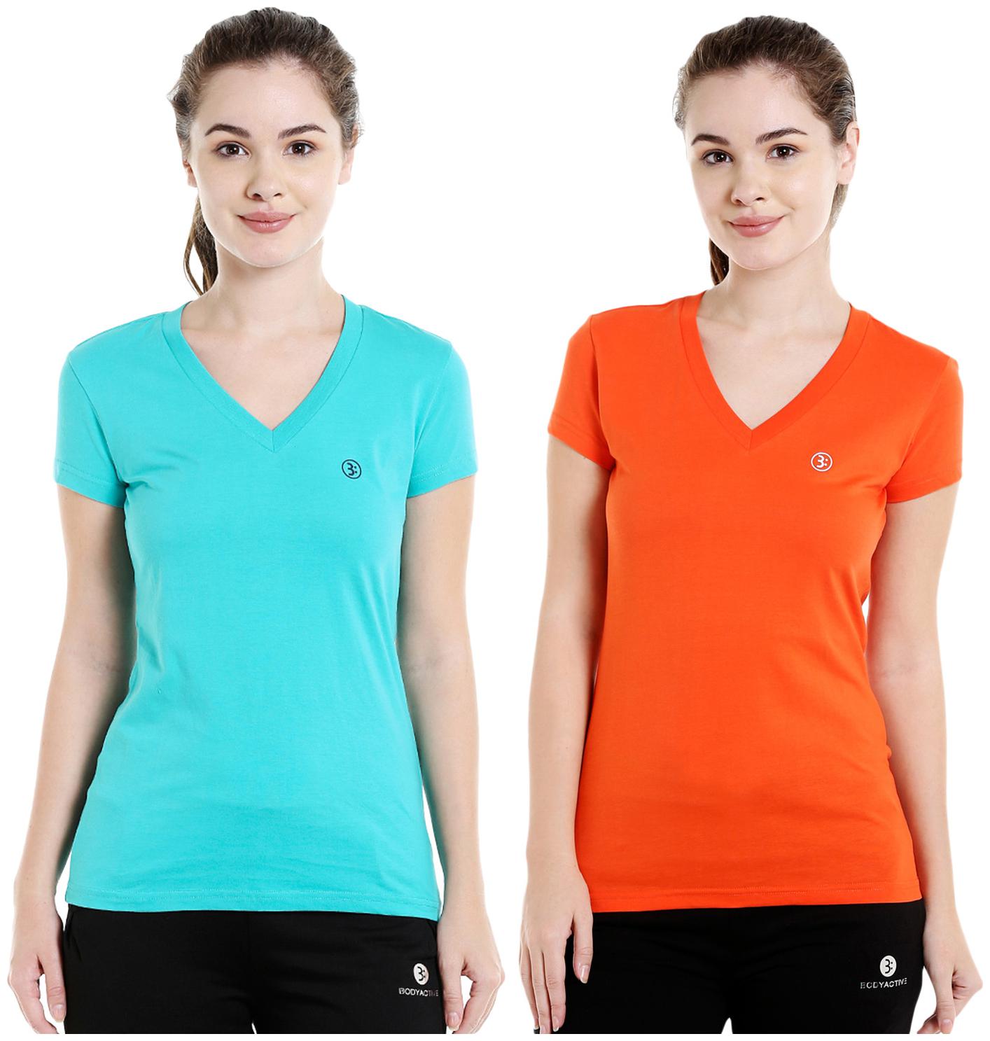 

Bodyactive Women Assorted Regular fit V neck Cotton T shirt